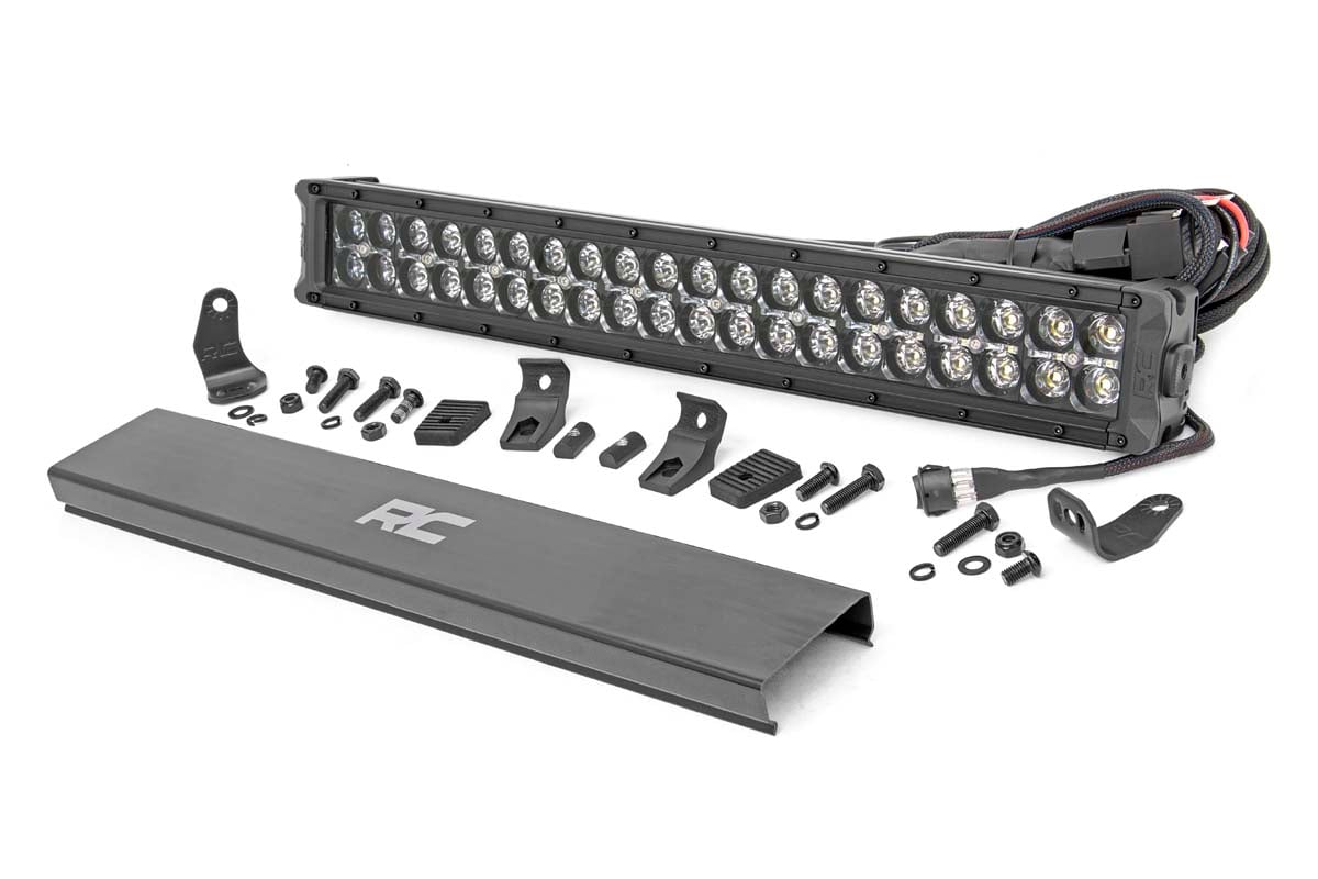 LED Light Bar - Rough Country - Dual Row, Amber DRL, 20 Inch - Black